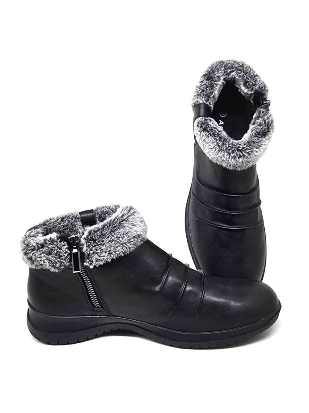 ARRAY Natalie Zip Up Faux Fur Black Ankle Boots Women's Size 11